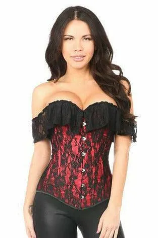 Lavish Red Lace Off-The-Shoulder Corset