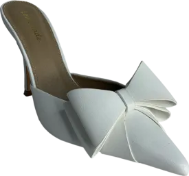 Lemonade White Women's Bow Detail Pointed Toe Stiletto Heel Mule UK 8