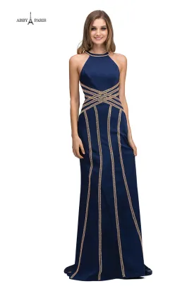 Lucci Lu 95144 Navy High Neck Column Dress