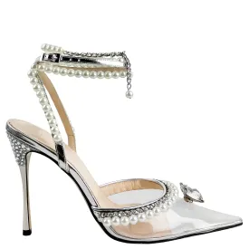 Mach & Mach Diamond of Elizabeth Pumps in Silver