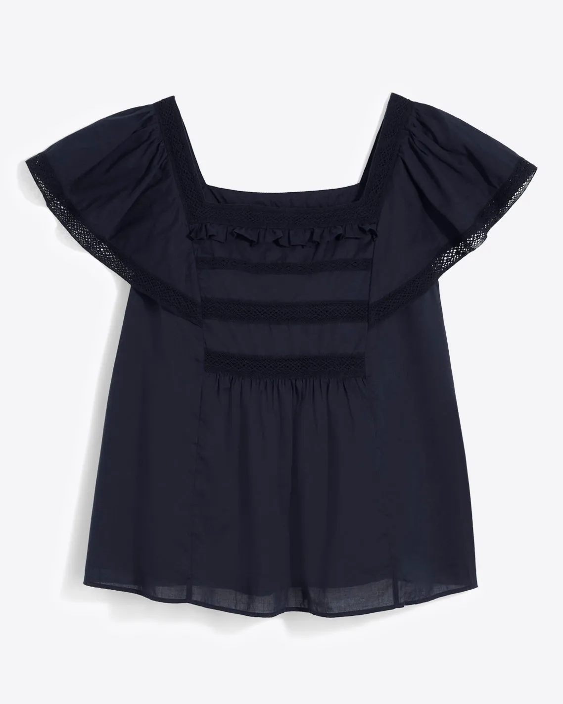 Maren Top in Navy Embroidered Stripe
