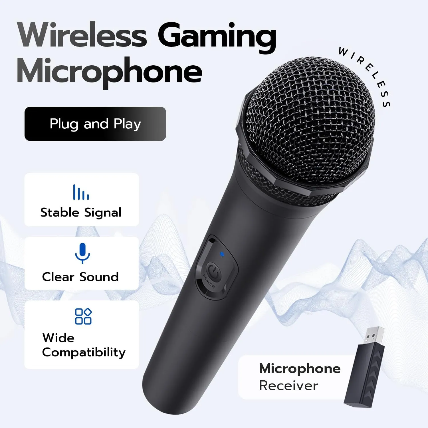 Mcbazel Wireless USB Gaming Microphone - Compatible with Xbox Series X/S, PS5, Switch, PC, PS4