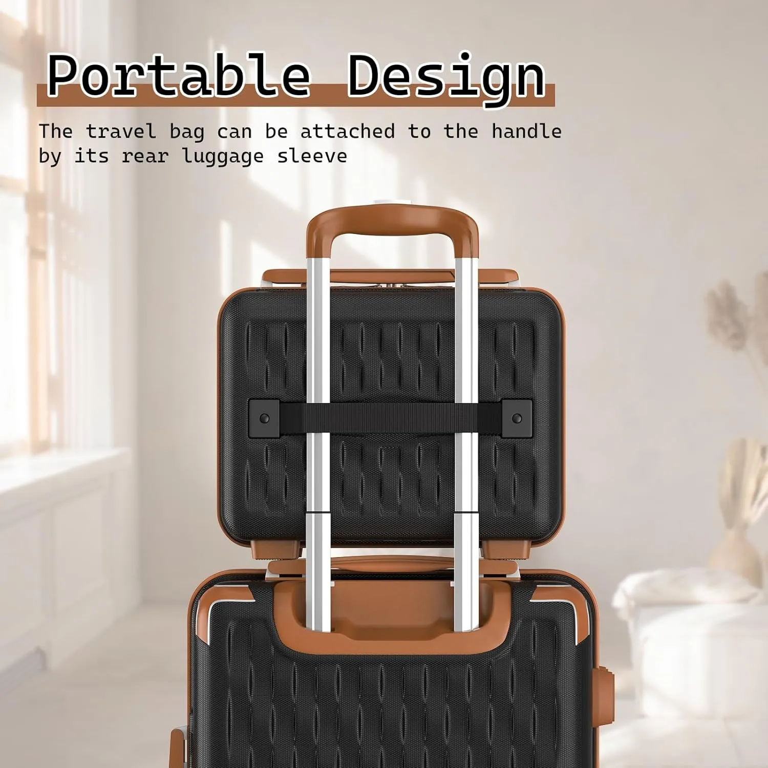 Melalenia Suitcase Sets 7 Piece Hard Shell Carry on Luggage with Spinner Wheels and TSA Lock, Lightweight Travel Backpack for Women, Men, Black Brown