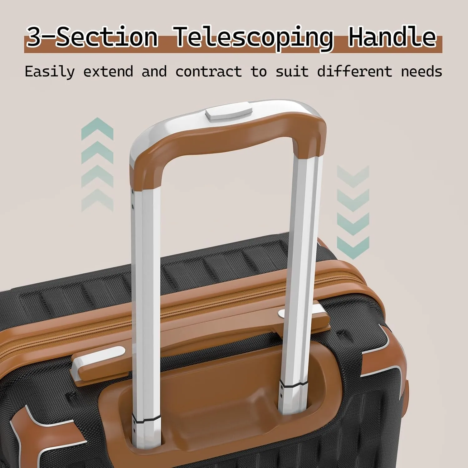 Melalenia Suitcase Sets 7 Piece Hard Shell Carry on Luggage with Spinner Wheels and TSA Lock, Lightweight Travel Backpack for Women, Men, Black Brown
