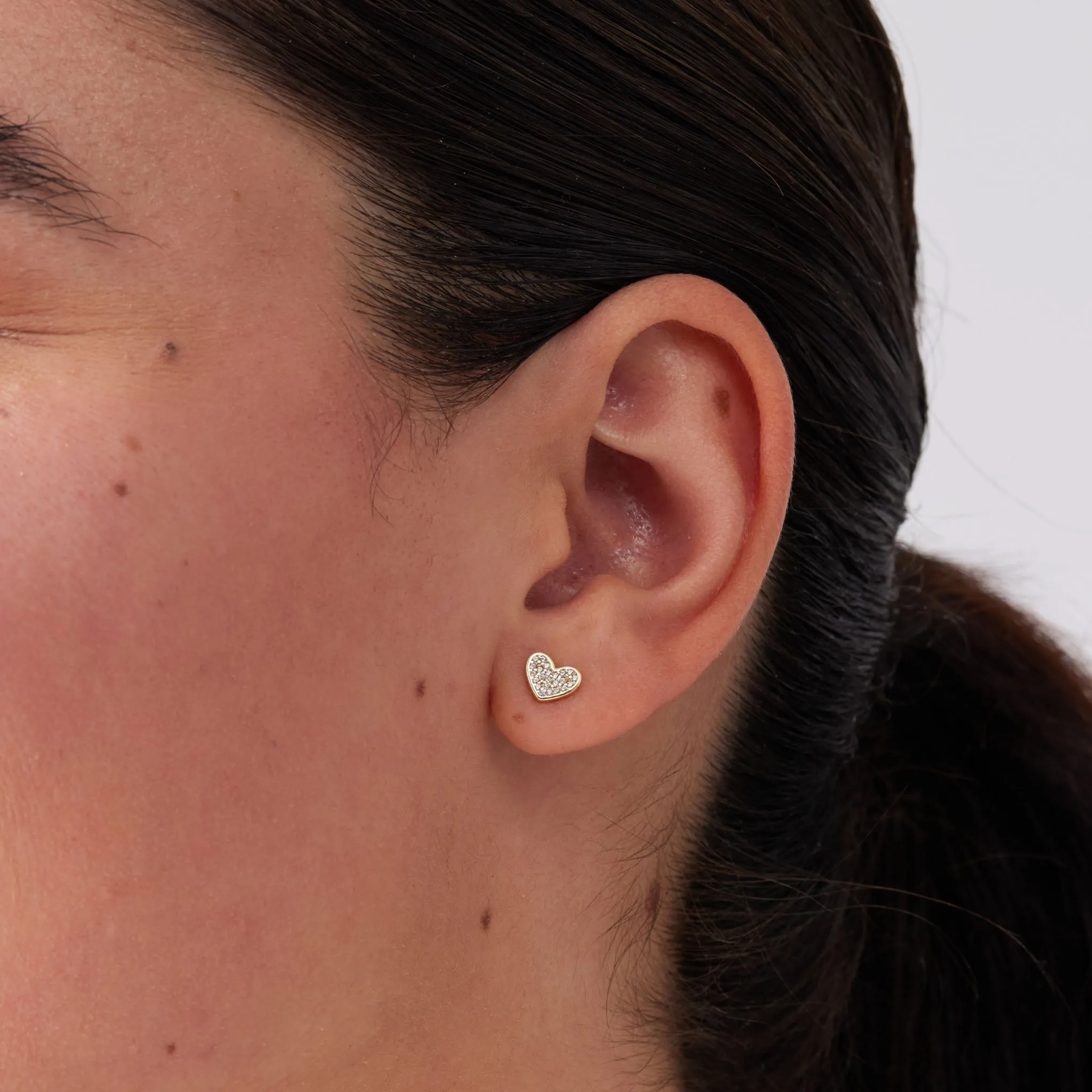 Mini Pavé Heart Stud Earrings