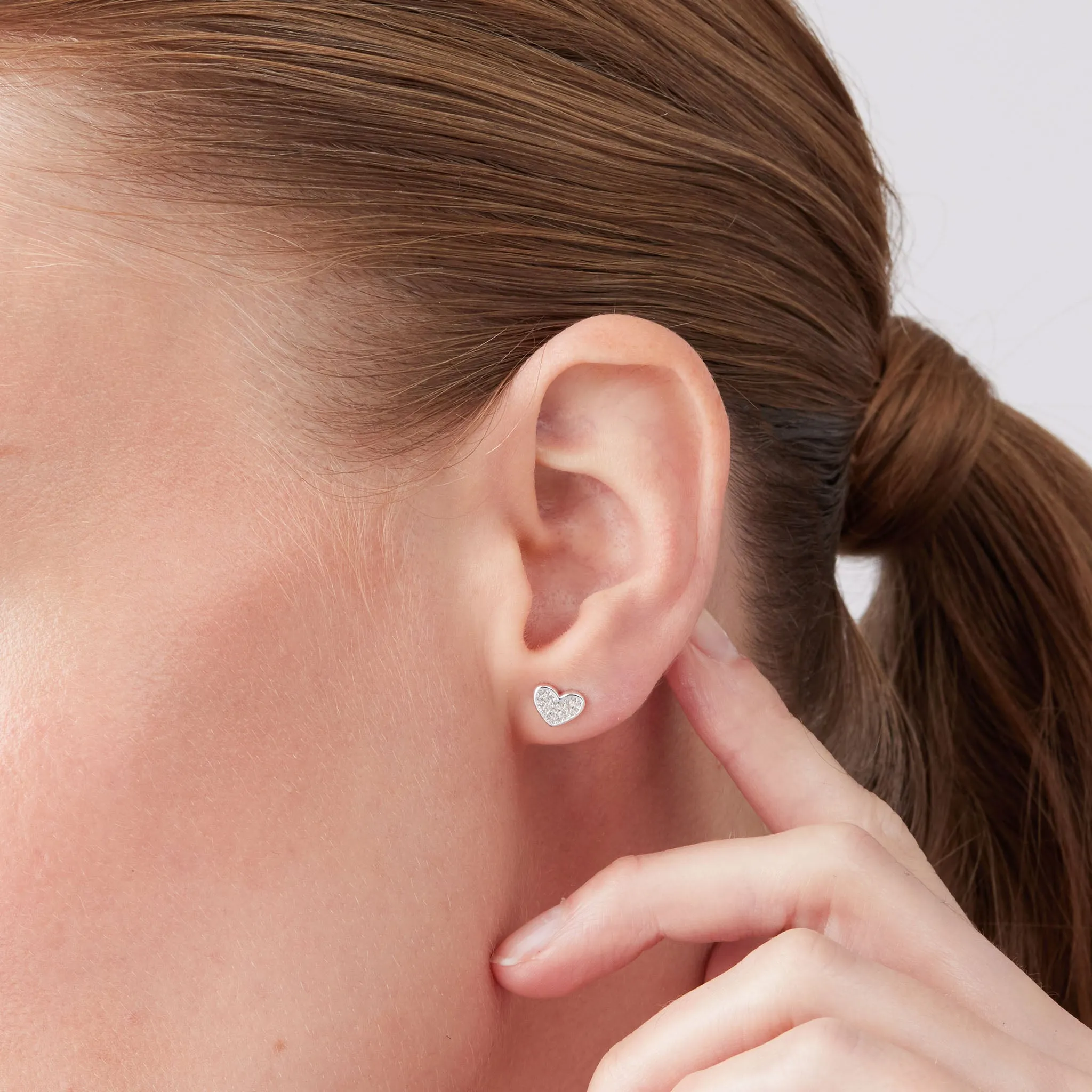 Mini Pavé Heart Stud Earrings