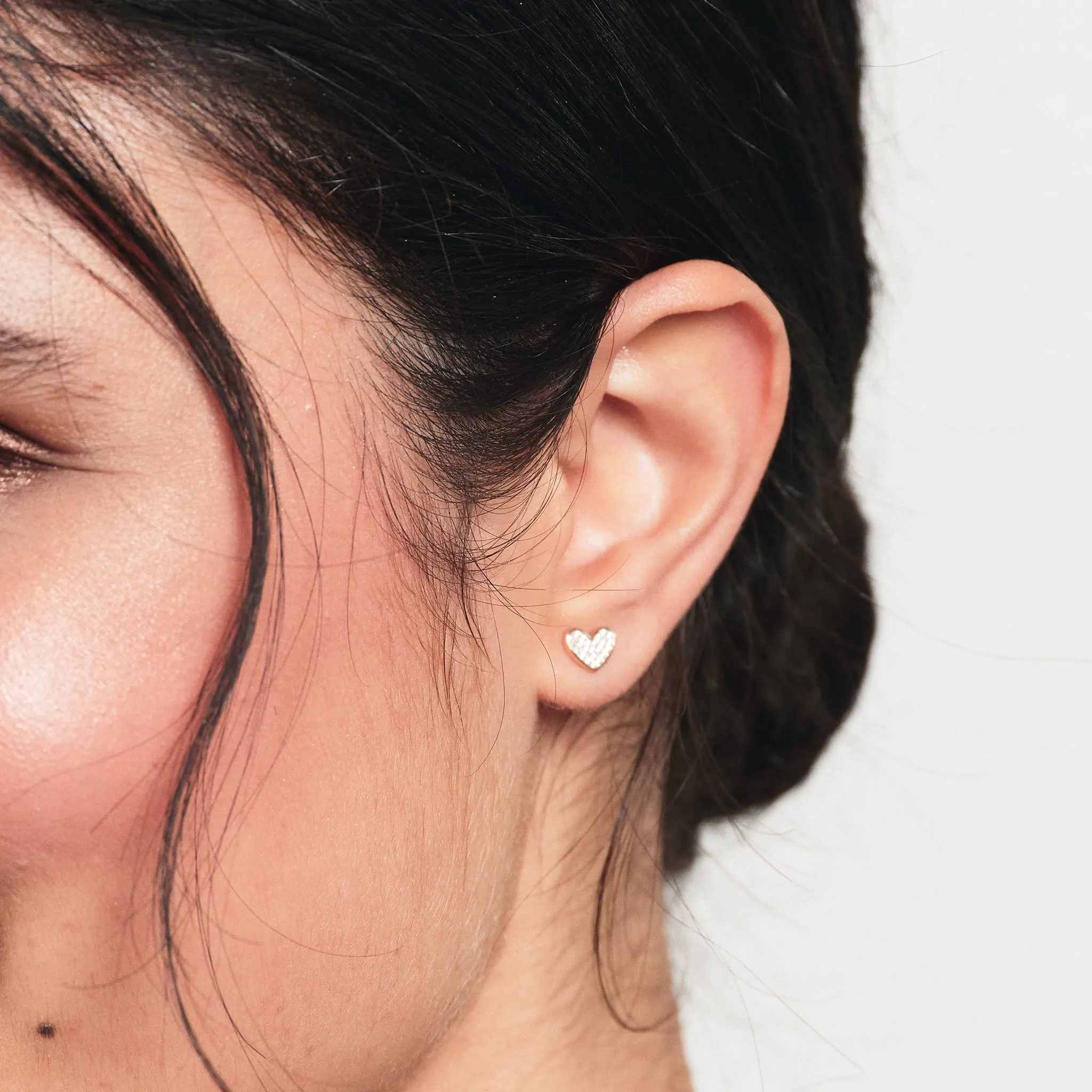 Mini Pavé Heart Stud Earrings