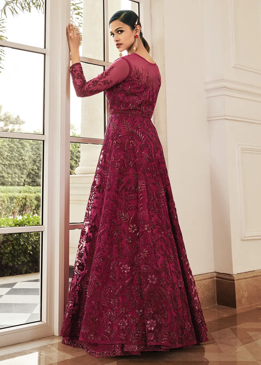 Pink Lehenga/Pant Style Embroidered Designer Anarkali Suit