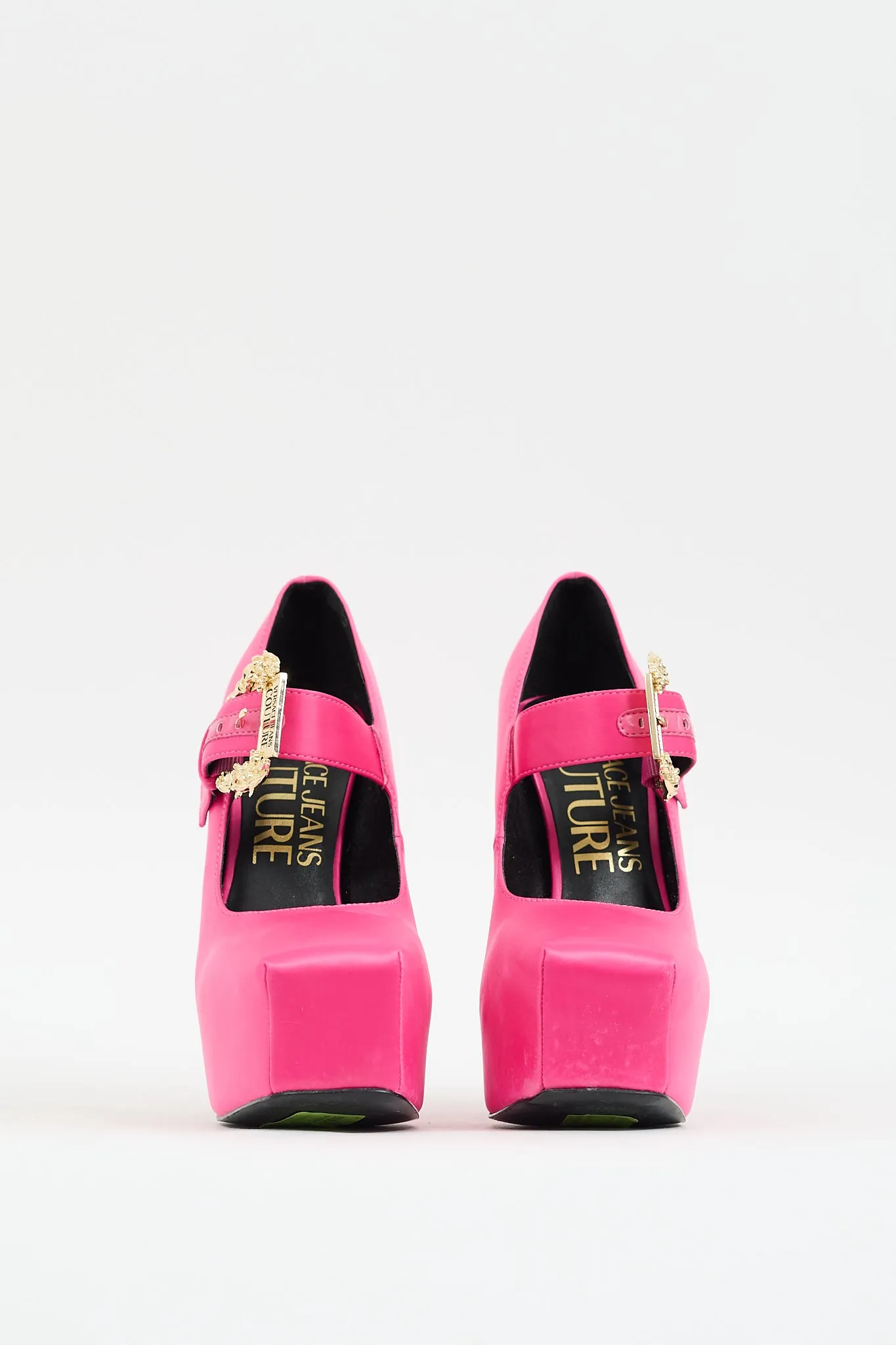 Pink Satin Hurley Buckled Platform Heel