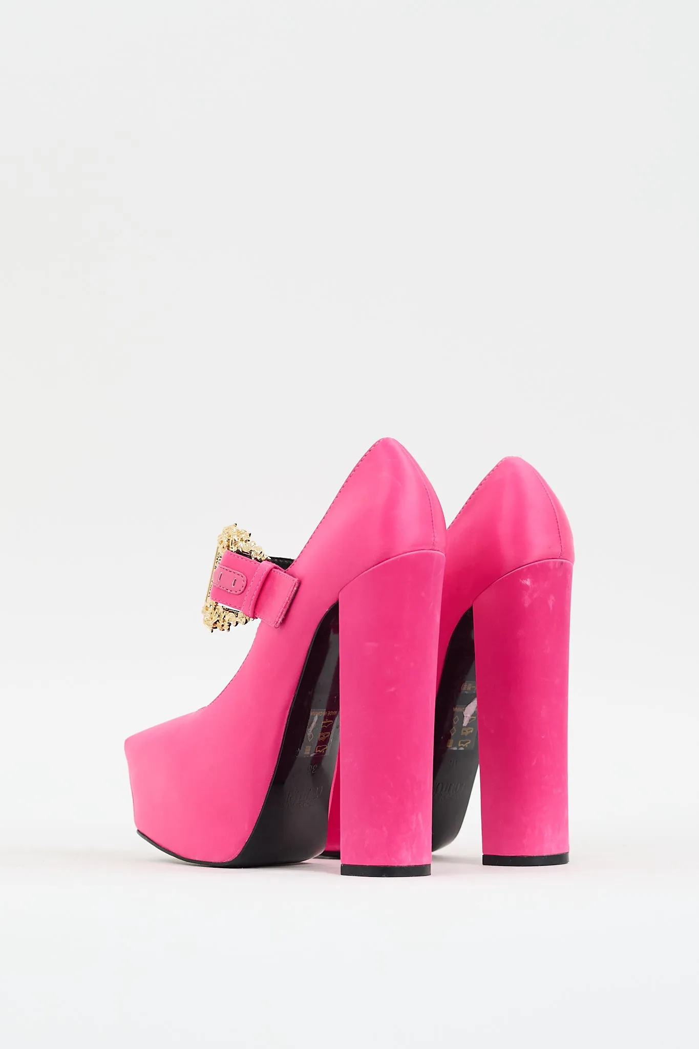 Pink Satin Hurley Buckled Platform Heel
