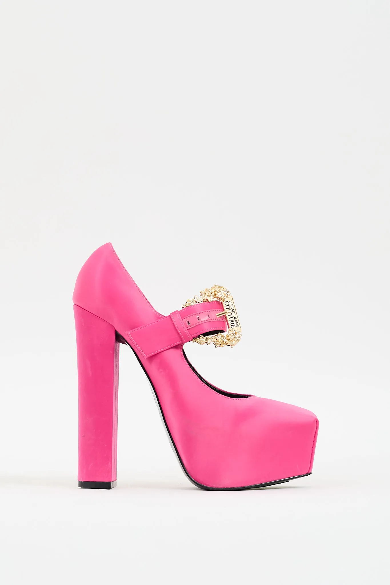 Pink Satin Hurley Buckled Platform Heel