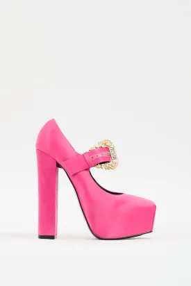 Pink Satin Hurley Buckled Platform Heel