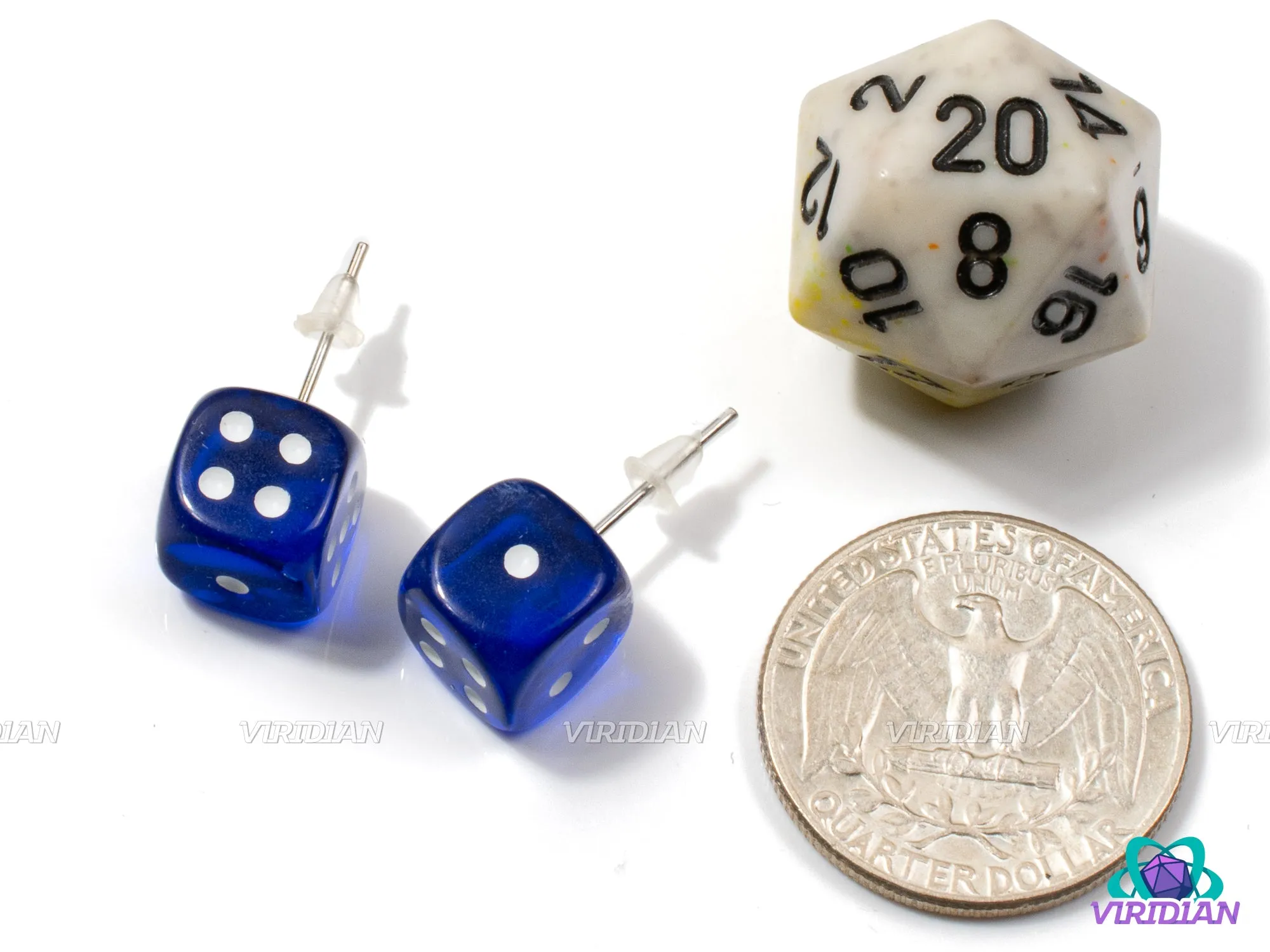 Pipped Mini D6 Post/Stud Earrings (10mm) | "Nice Dice" Ear Decor | Dice Jewelry