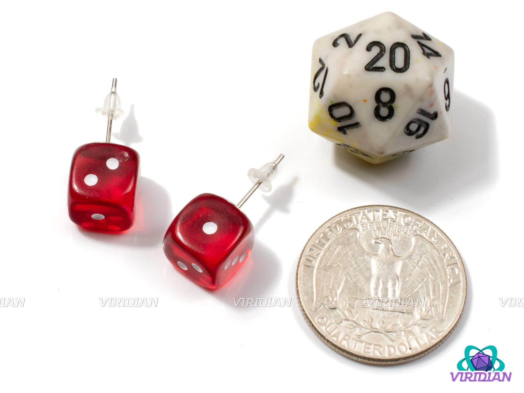 Pipped Mini D6 Post/Stud Earrings (10mm) | "Nice Dice" Ear Decor | Dice Jewelry