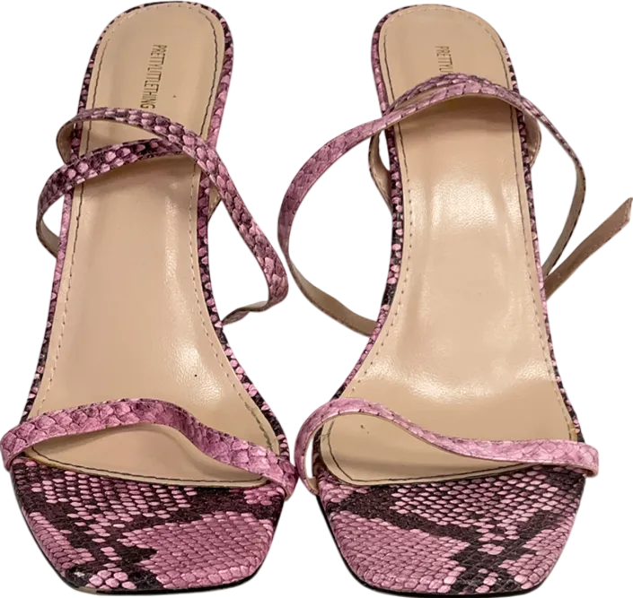 PrettyLittleThing Pink Snake Skin Stiletto Heels UK 7 EU 40 👠