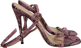 PrettyLittleThing Pink Snake Skin Stiletto Heels UK 7 EU 40 👠