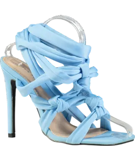 Public Desire Blue Strappy Lace Up Stiletto Heels UK 5 EU 38 👠