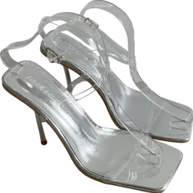 Public Desire Metallic Strappy Barely There Stiletto Heeled Sandals UK 6 EU 39 👠