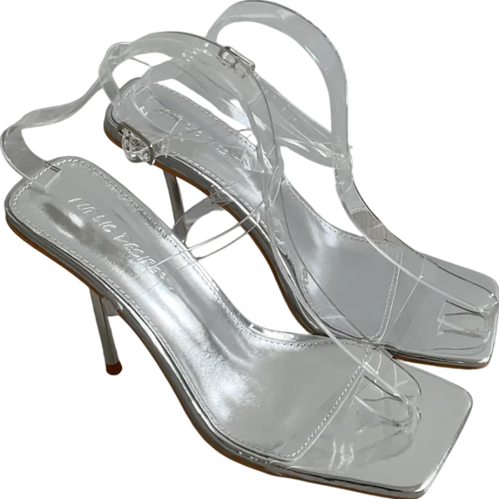 Public Desire Metallic Strappy Barely There Stiletto Heeled Sandals UK 6 EU 39 👠