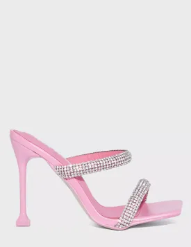 PUBLIC DESIRE - REGINA SATIN PINK HEELS
