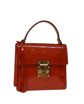 Red Patent Leather Hand Bag with Key Accessory