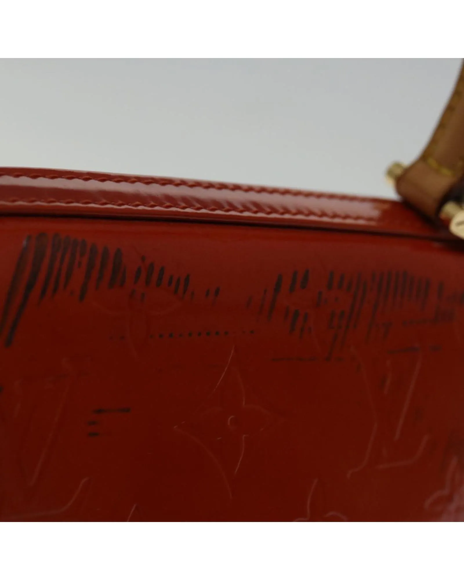Red Patent Leather Hand Bag with Key Accessory