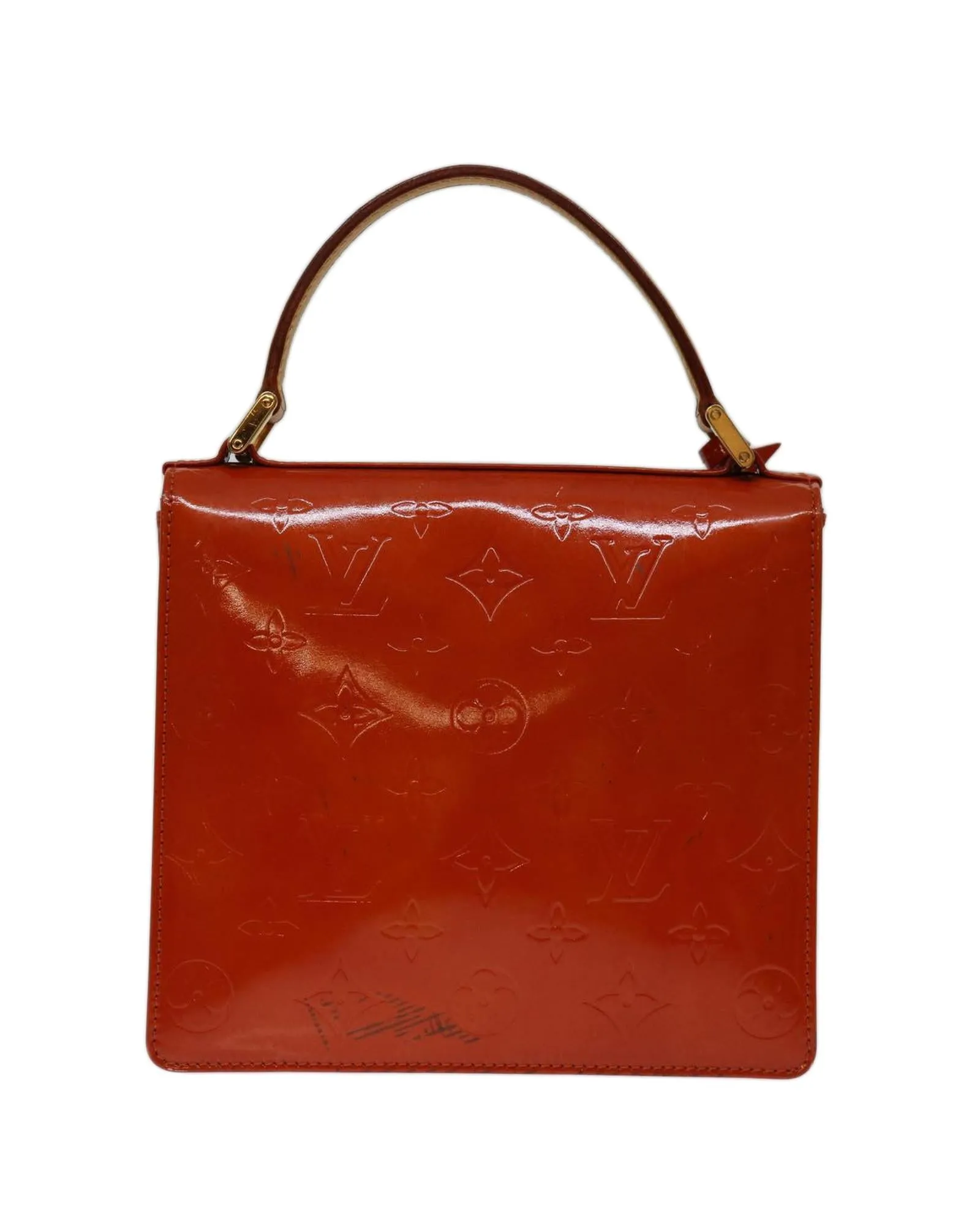 Red Patent Leather Hand Bag with Key Accessory