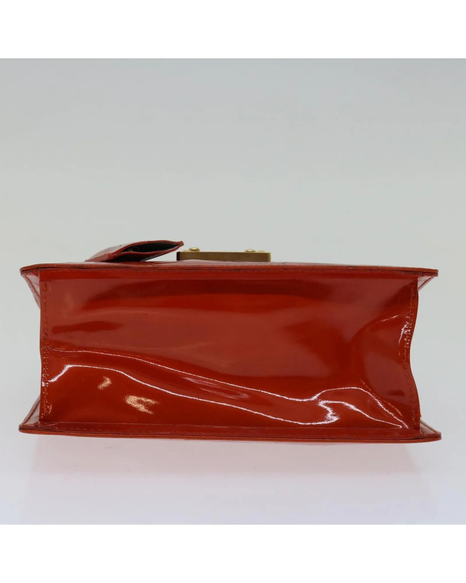 Red Patent Leather Hand Bag with Key Accessory