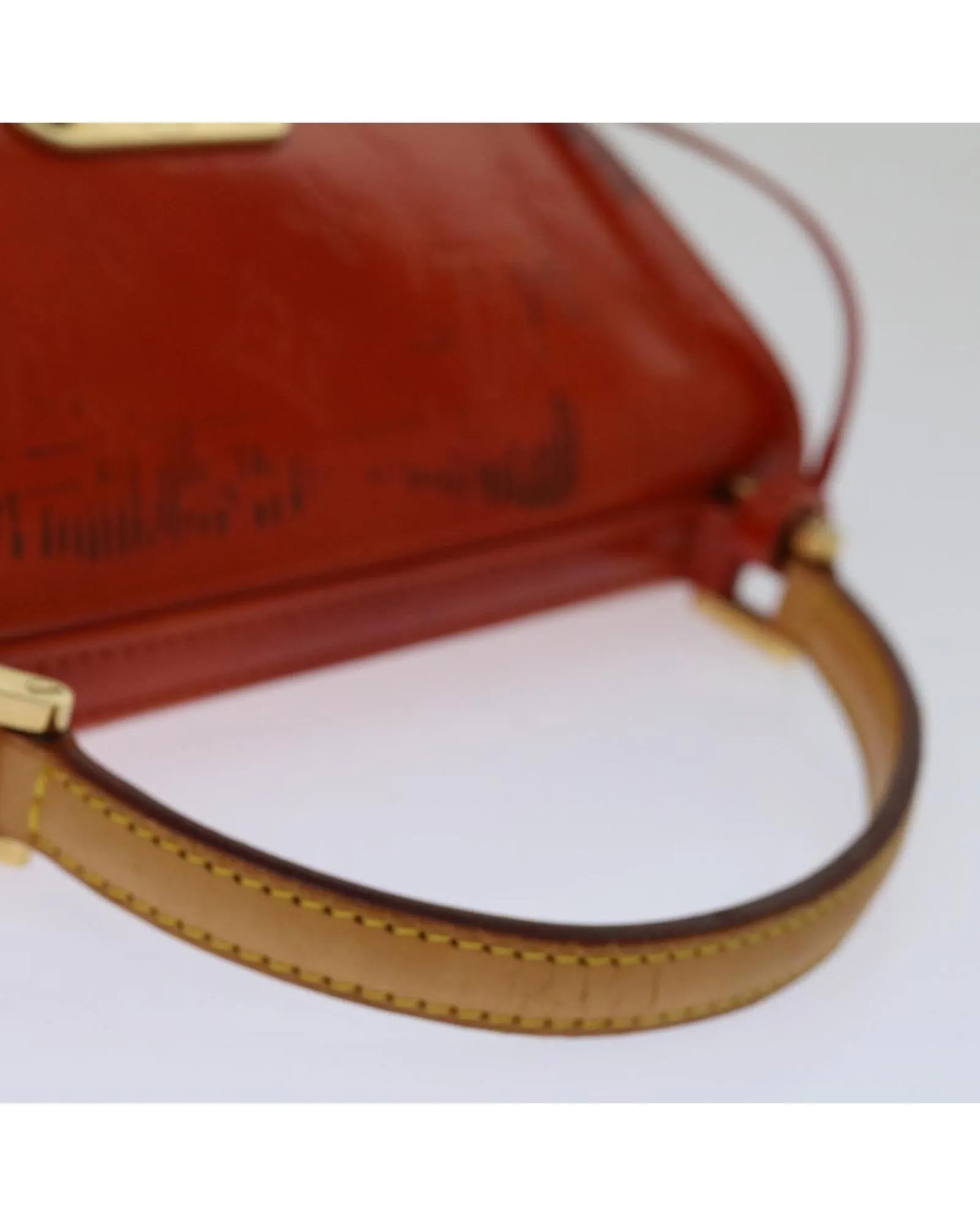 Red Patent Leather Hand Bag with Key Accessory