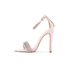 Shirin Rose Pink Vegan Suede Rhinestone Heels