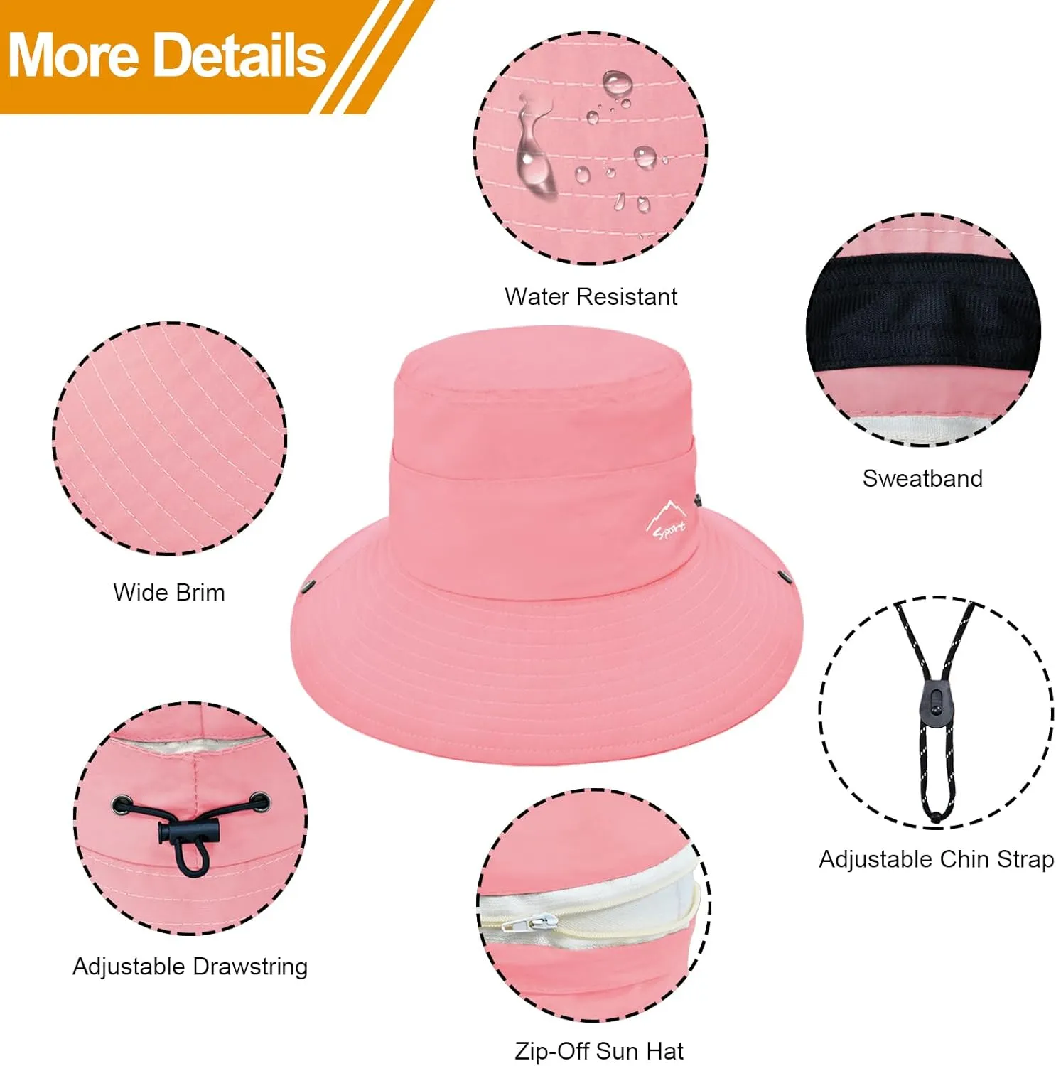 Sun Hats for Women UV Protection Fishing Hat Wide Brim Safari Hats 2 in 1 Zip-Off Sun Visor Hats UPF 50 