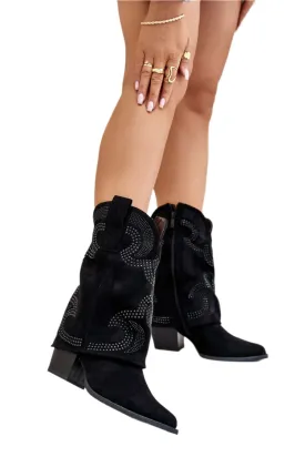 TEEK - Low Cuff Heel Western Suede Boots