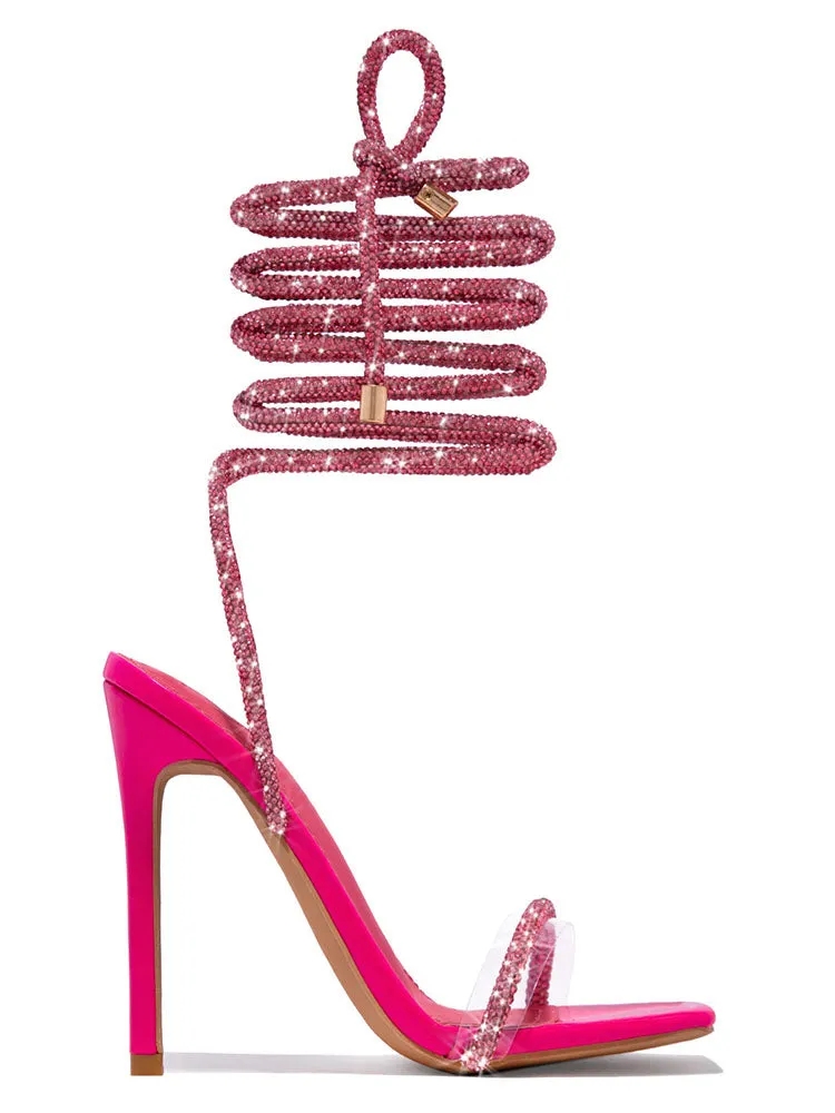 Toleet Rhinestone Lace-up High Heels