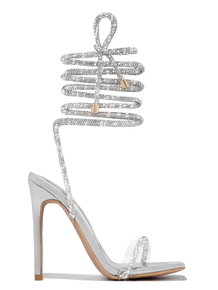 Toleet Rhinestone Lace-up High Heels