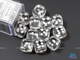 Translucent Clear & White | D6 Block | Chessex Dice (12)