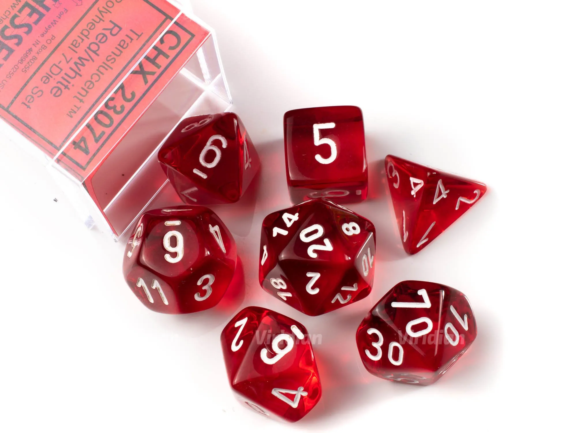 Translucent Red & White | Chessex Dice Set (7)