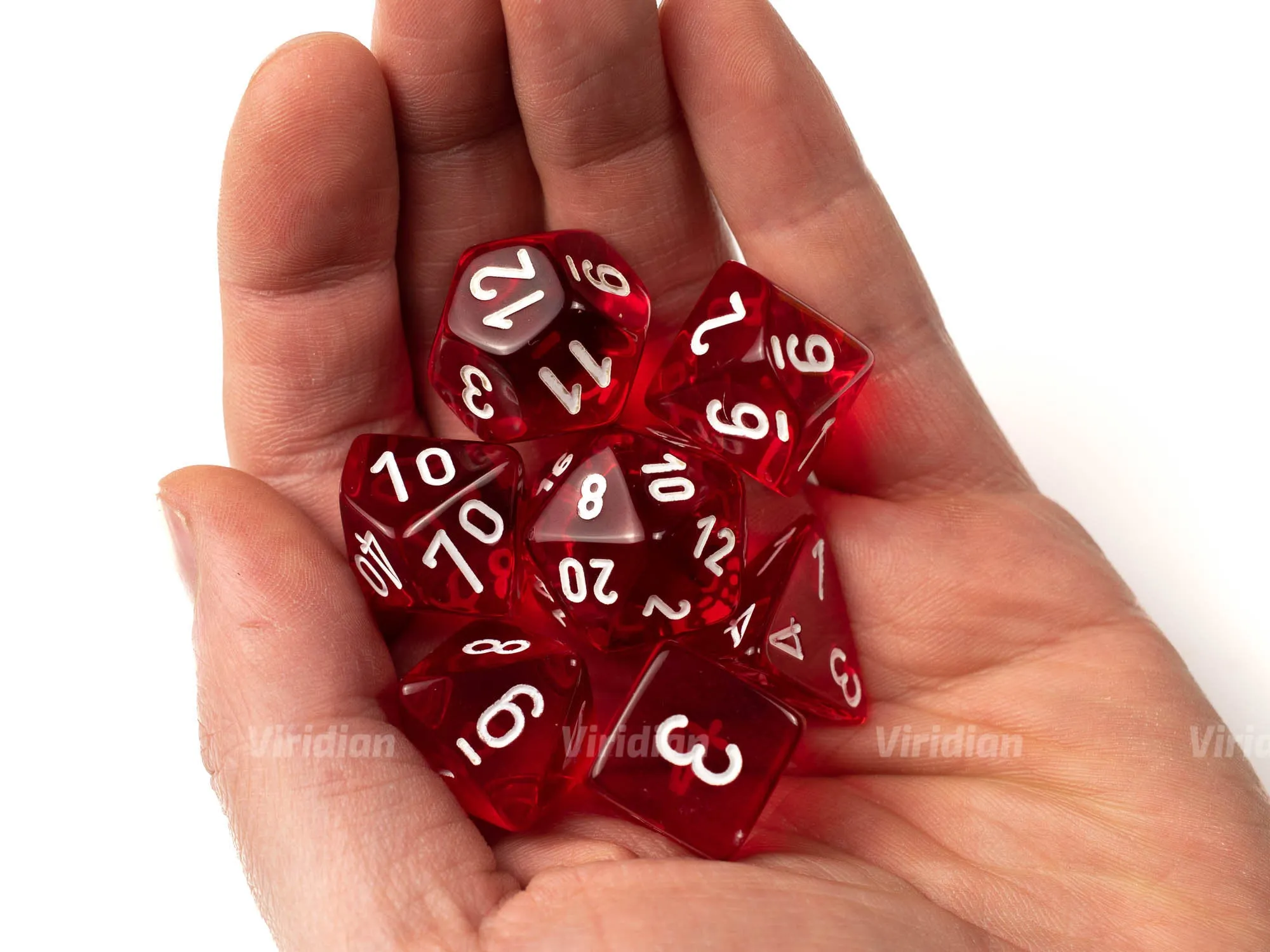 Translucent Red & White | Chessex Dice Set (7)