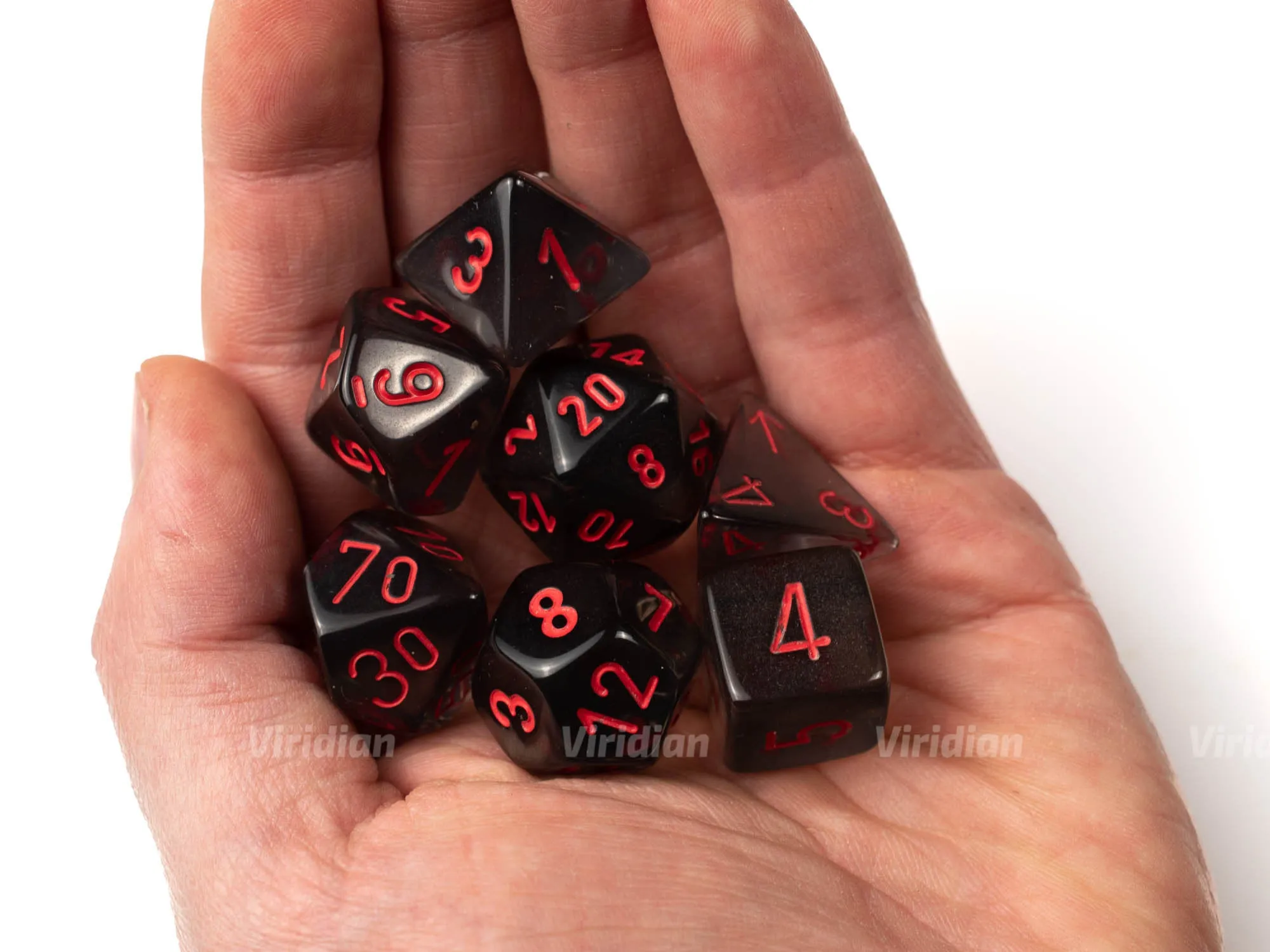 Translucent Smoke & Red | Chessex Dice Set (7)