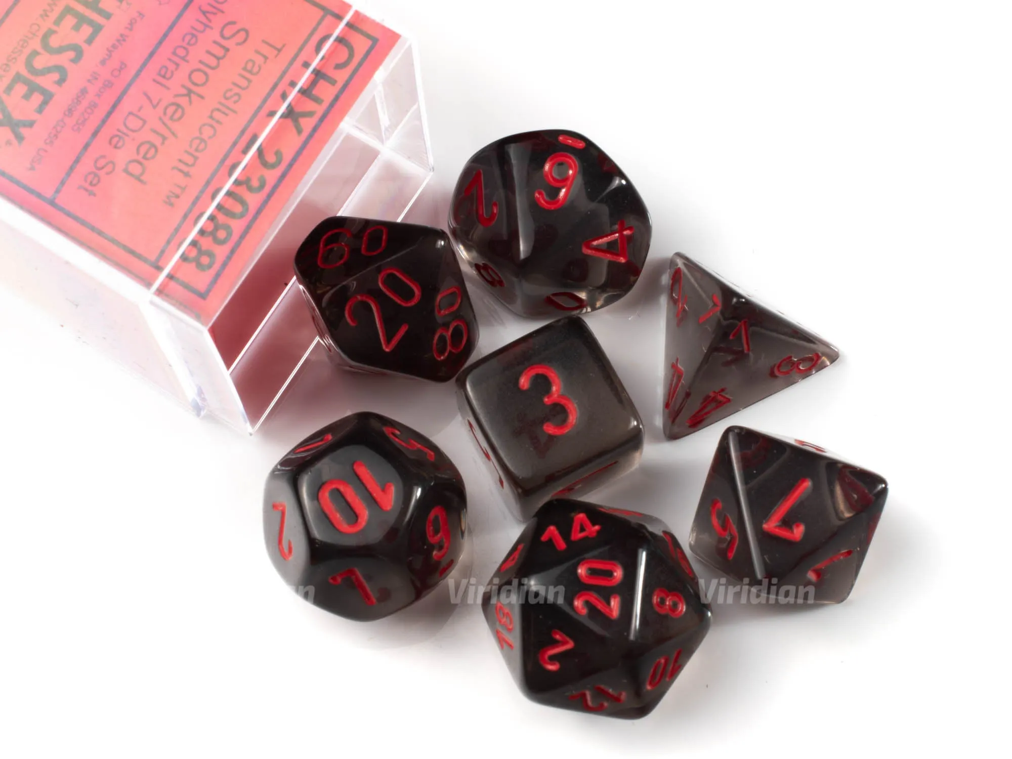 Translucent Smoke & Red | Chessex Dice Set (7)