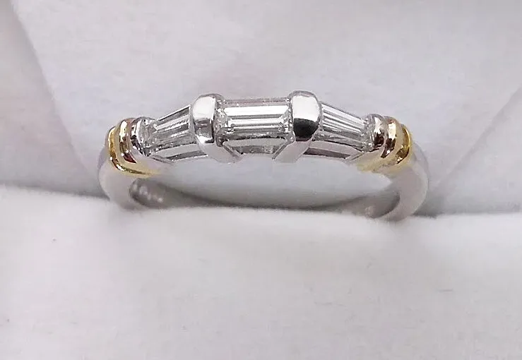 Two Tone Diamond Baguette Band