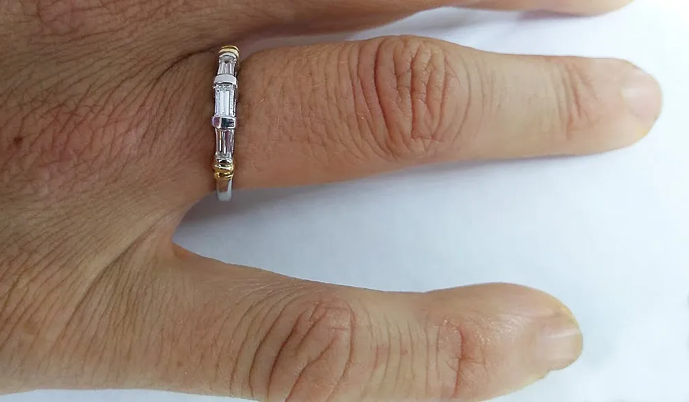 Two Tone Diamond Baguette Band