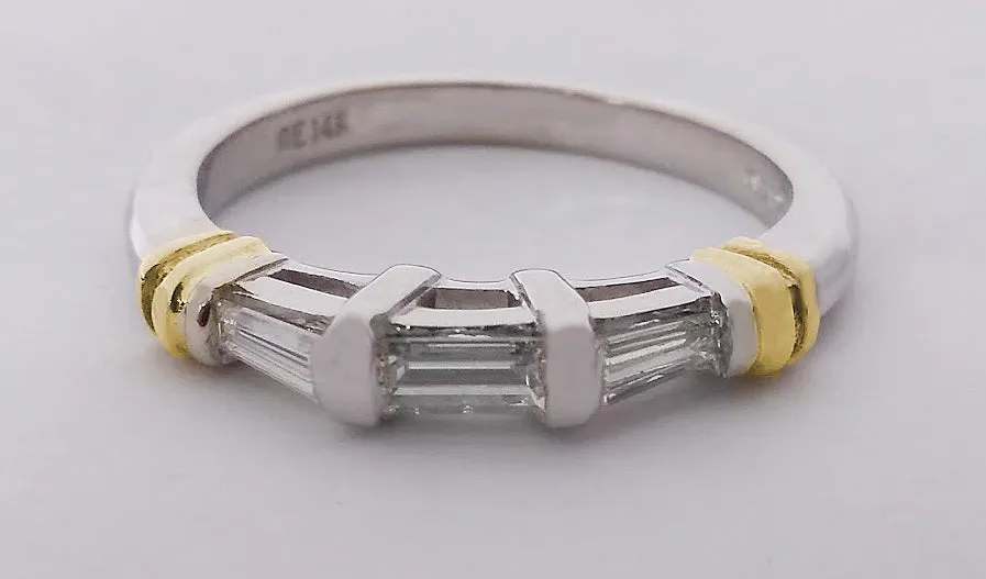 Two Tone Diamond Baguette Band