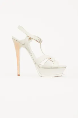 White Leather Tribute Platform Heel