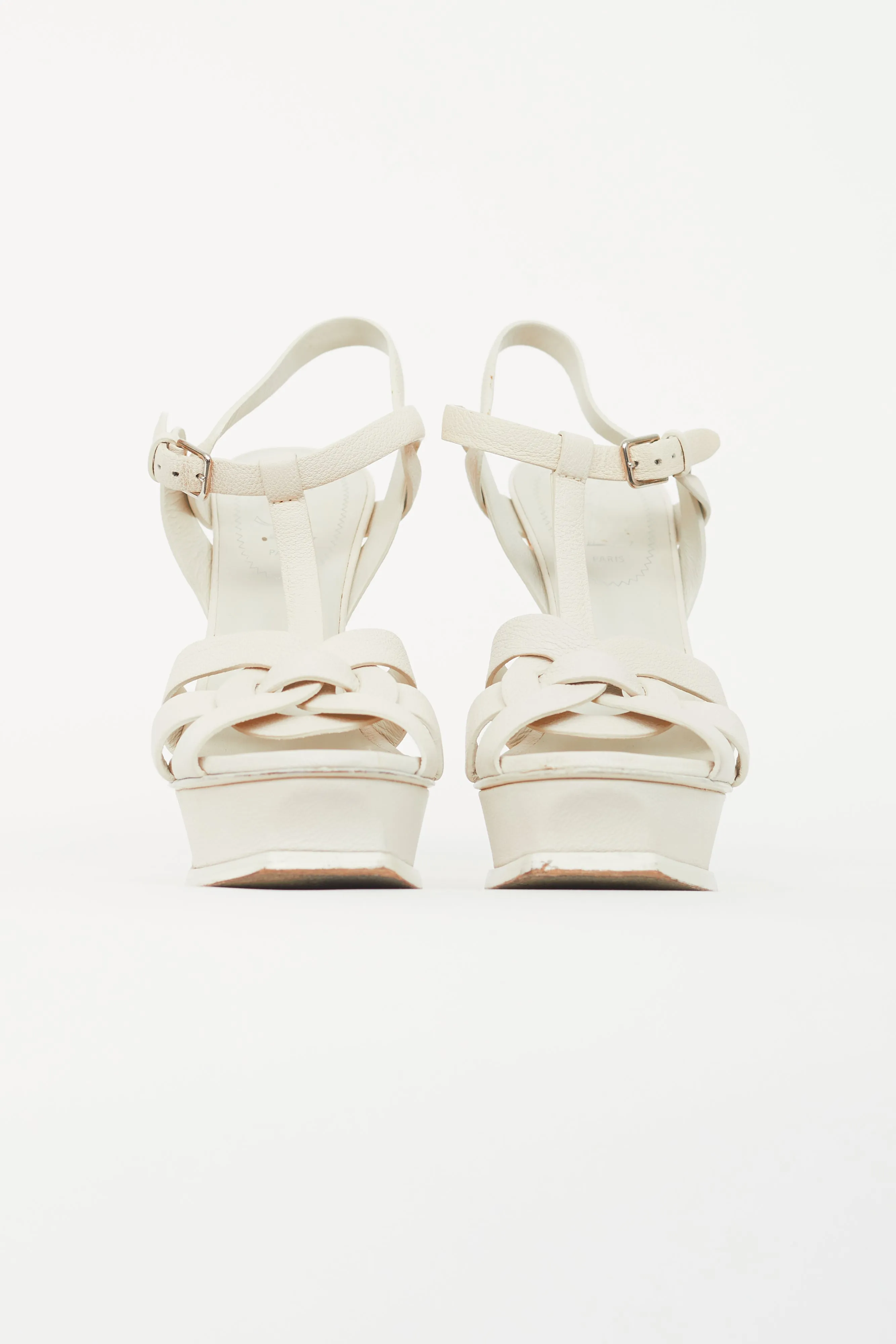 White Leather Tribute Platform Heel