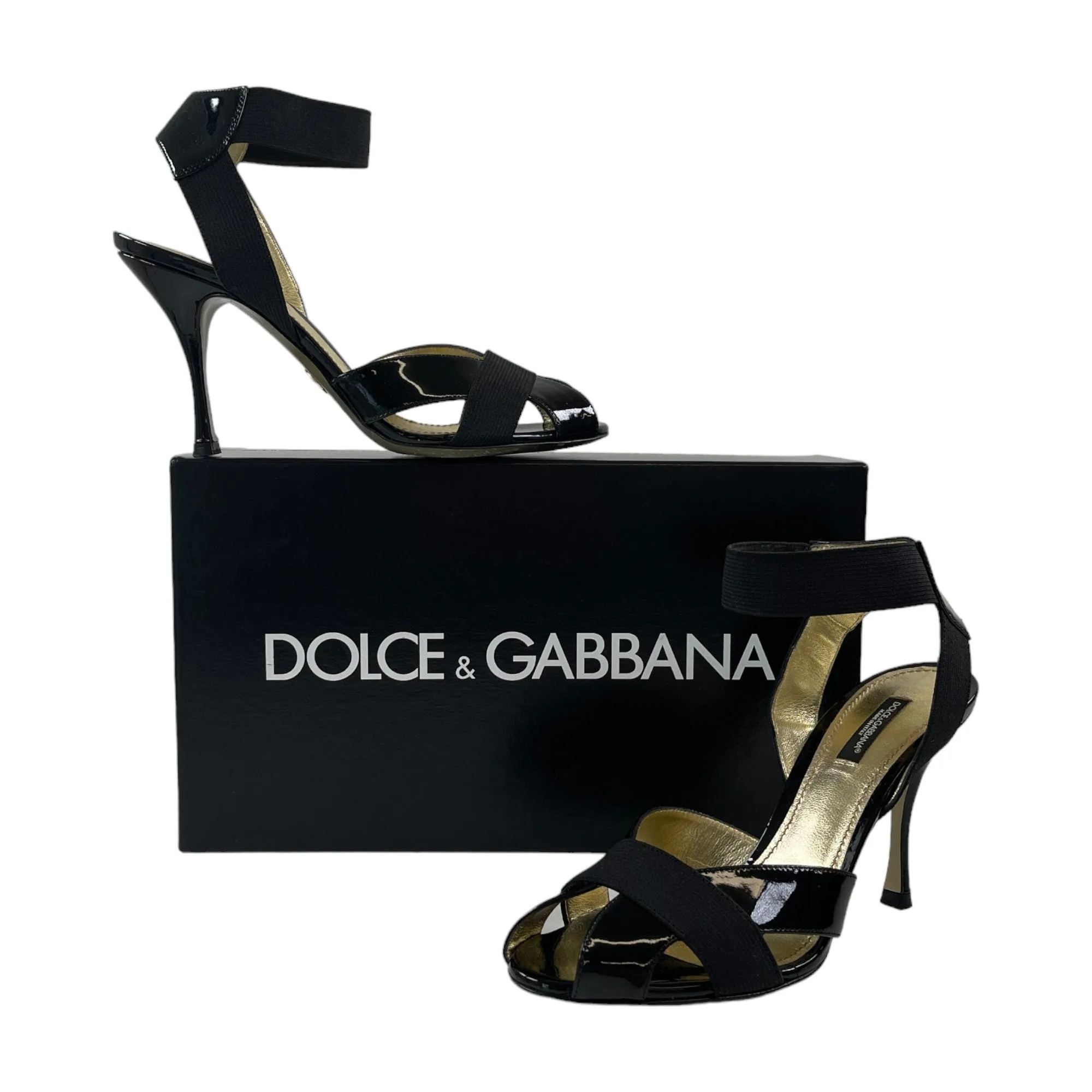 Women's Patent Strap Heels Black Size EU 37.5 / UK 4.5